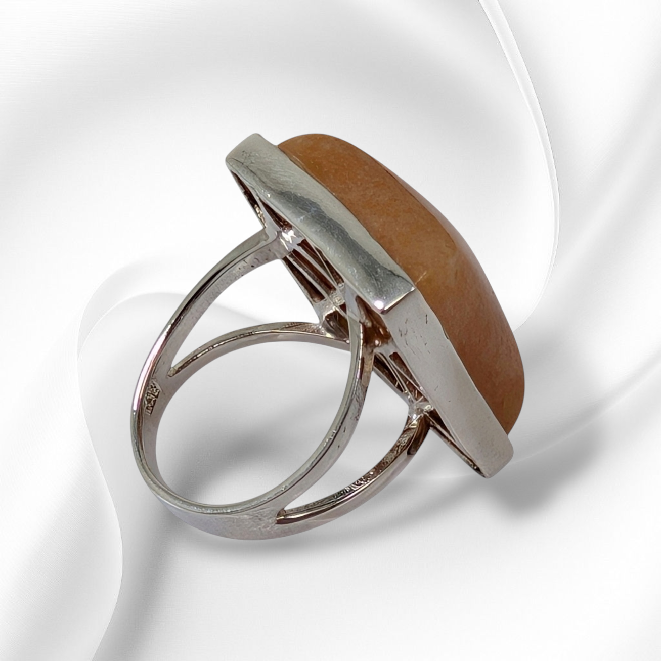 925 Sterling Silver Women's Ring with Authentic Orange Quartz