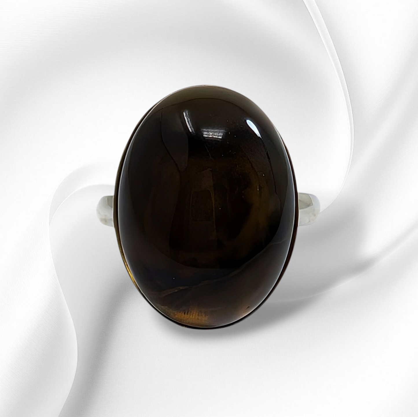 925 Sterling Silver Women's Ring with Authentic Smoky Quartz