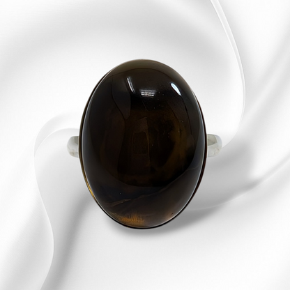 925 Sterling Silver Women's Ring with Authentic Smoky Quartz