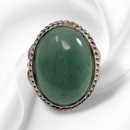 925 Sterling Silver Women's Ring with Authentic Green Quartz