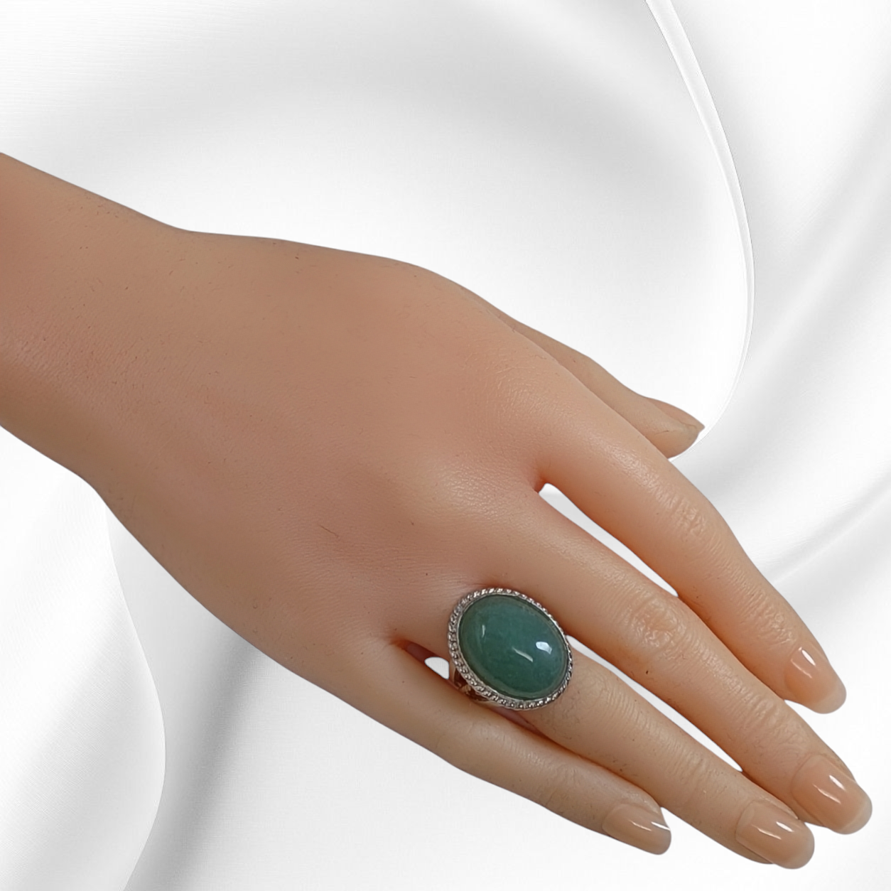 925 Sterling Silver Women's Ring with Authentic Green Quartz