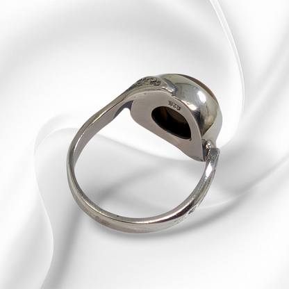 925 Sterling Silver Women's Ring with Authentic Tiger's Eye Gemstone