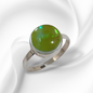 925 Sterling Silver Women's Ring with Authentic Green Opal