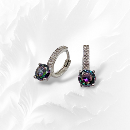 925 Sterling Silver Hoop Earrings with Mystic Topaz