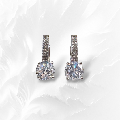 925 Sterling Silver Hoop Earrings with Cubic Zirconia Crystals