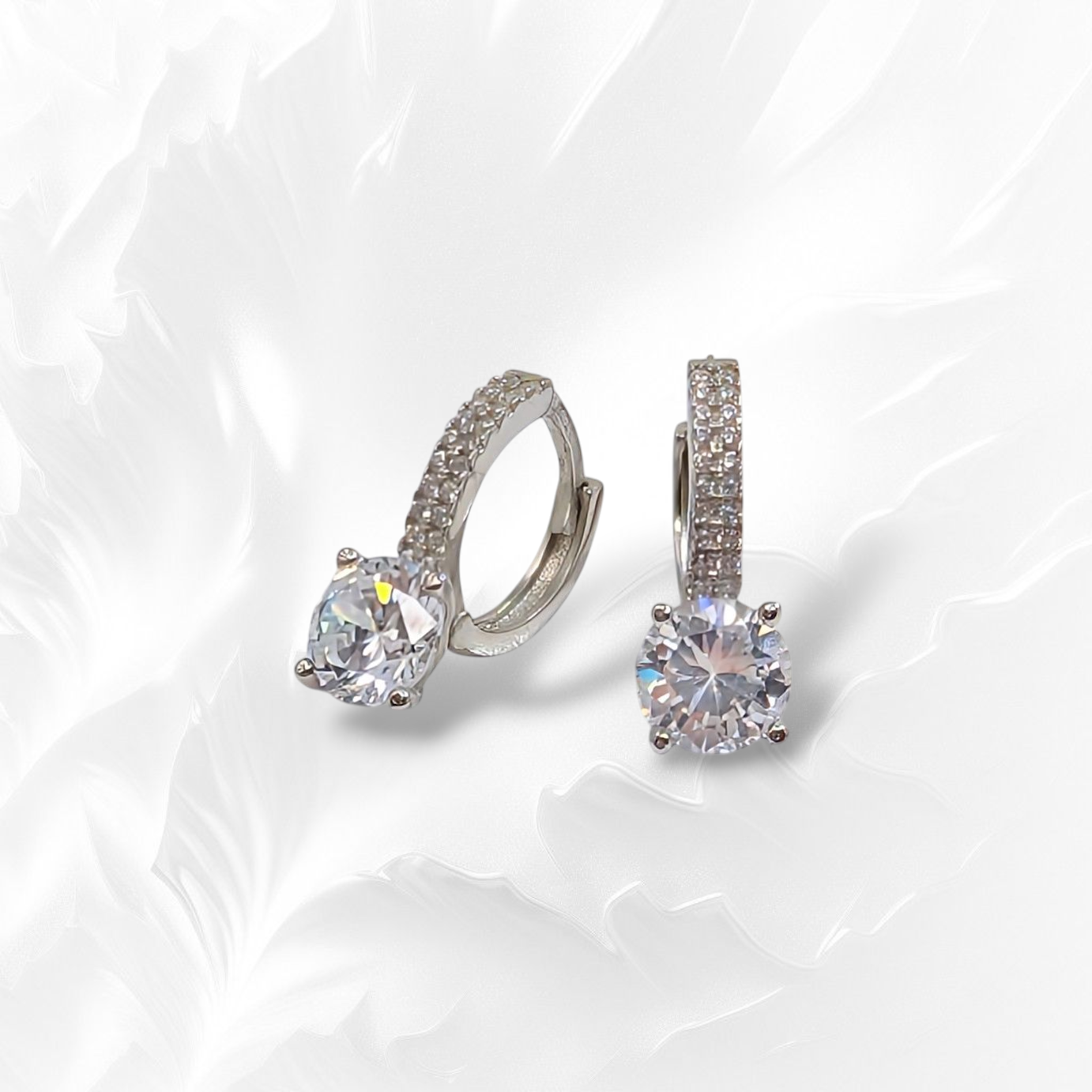 925 Sterling Silver Hoop Earrings with Cubic Zirconia Crystals