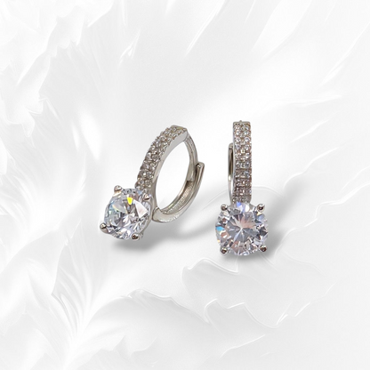 925 Sterling Silver Hoop Earrings with Cubic Zirconia Crystals