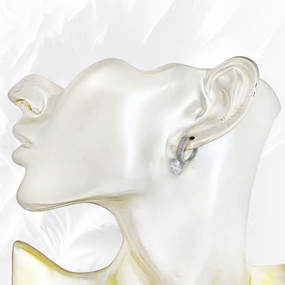 925 Sterling Silver Hoop Earrings with Cubic Zirconia Crystals