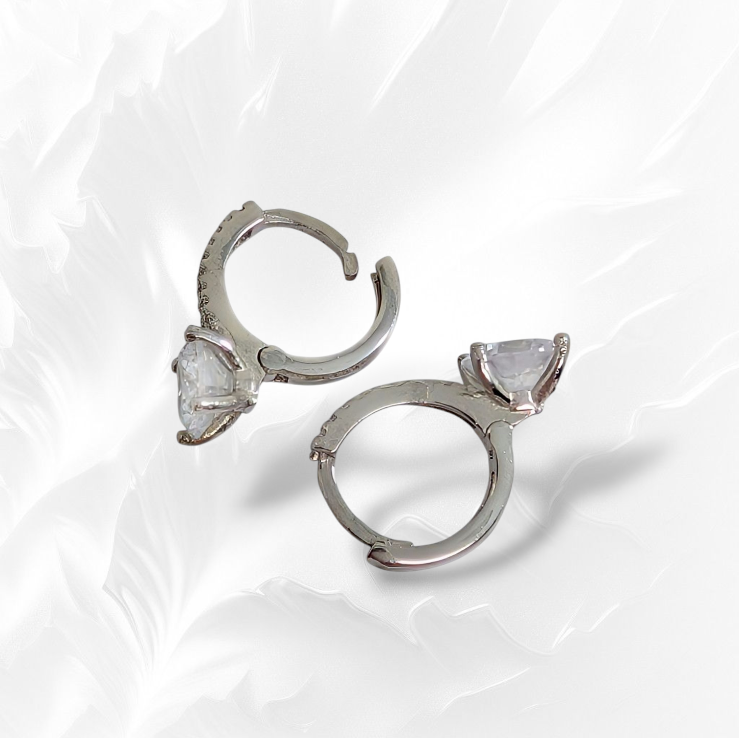 925 Sterling Silver Hoop Earrings with Cubic Zirconia Crystals