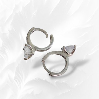 925 Sterling Silver Hoop Earrings with Cubic Zirconia Crystals