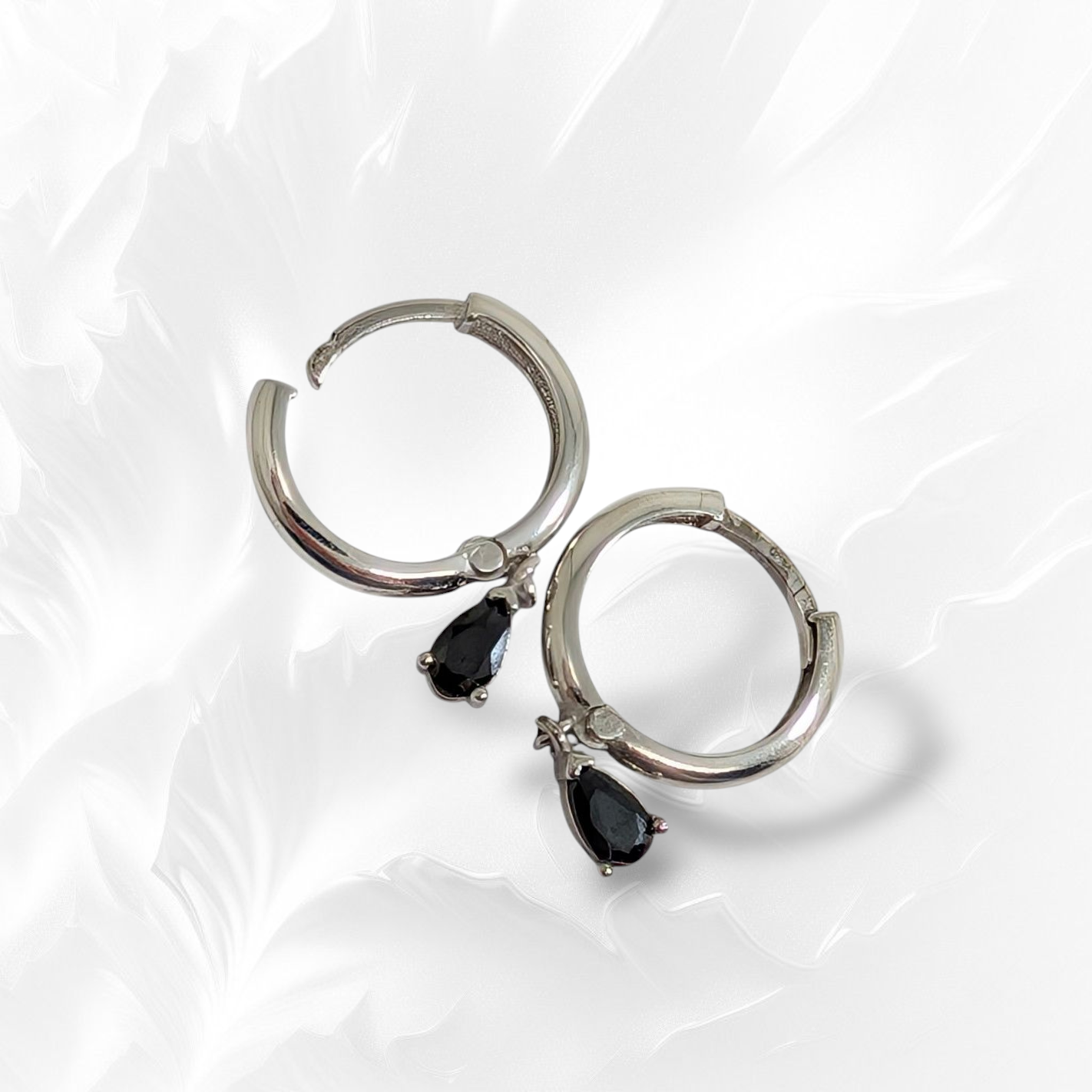 925 Sterling Silver Huggie Hoop Earrings with Cubic Zirconia Crystals