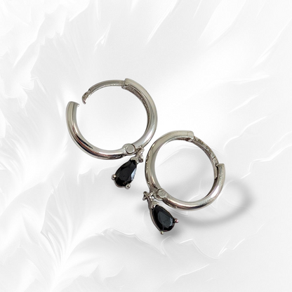 925 Sterling Silver Huggie Hoop Earrings with Cubic Zirconia Crystals