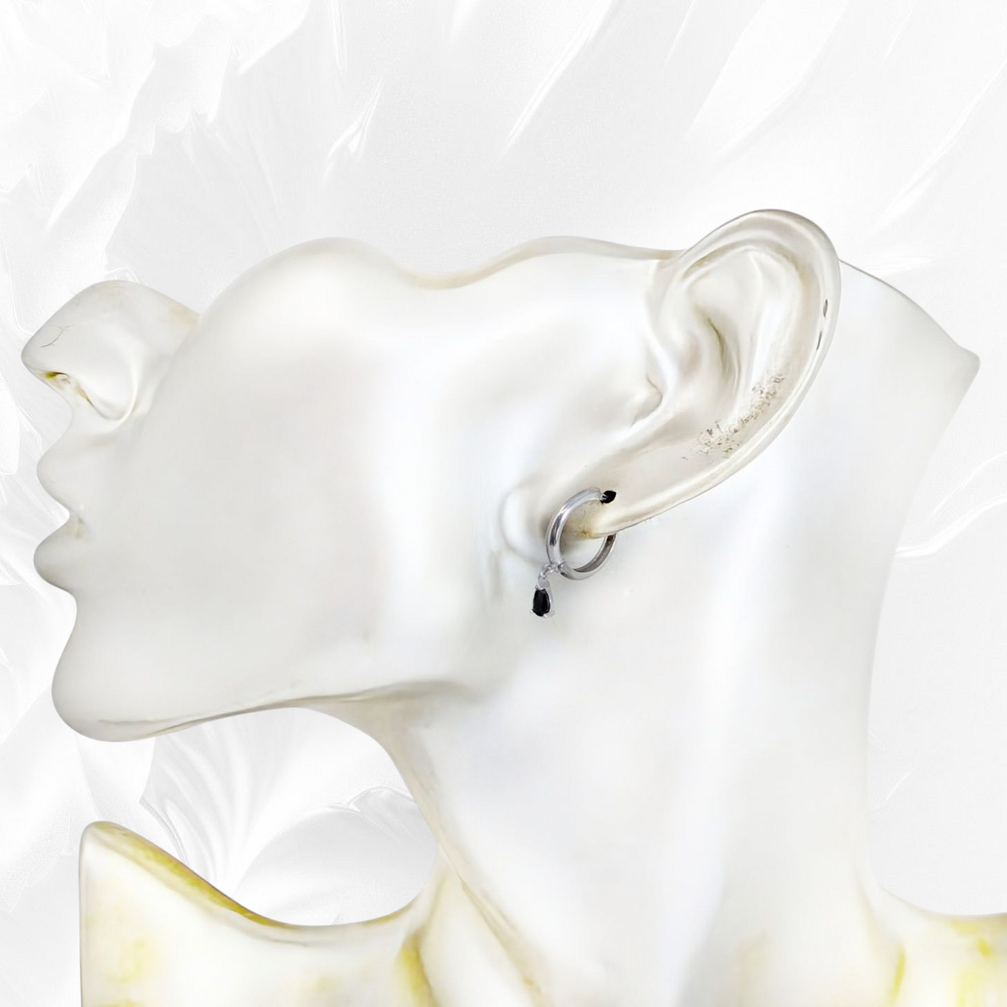 925 Sterling Silver Huggie Hoop Earrings with Cubic Zirconia Crystals