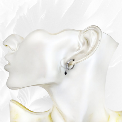 925 Sterling Silver Huggie Hoop Earrings with Cubic Zirconia Crystals