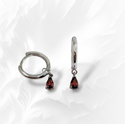 925 Sterling Silver Hoop Earrings with Cubic Zirconia Crystals