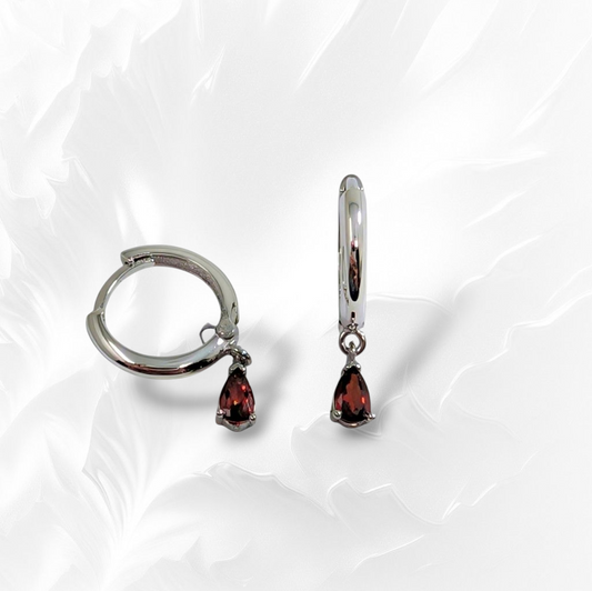 925 Sterling Silver Hoop Earrings with Cubic Zirconia Crystals