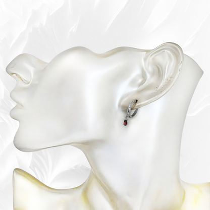 925 Sterling Silver Hoop Earrings with Cubic Zirconia Crystals