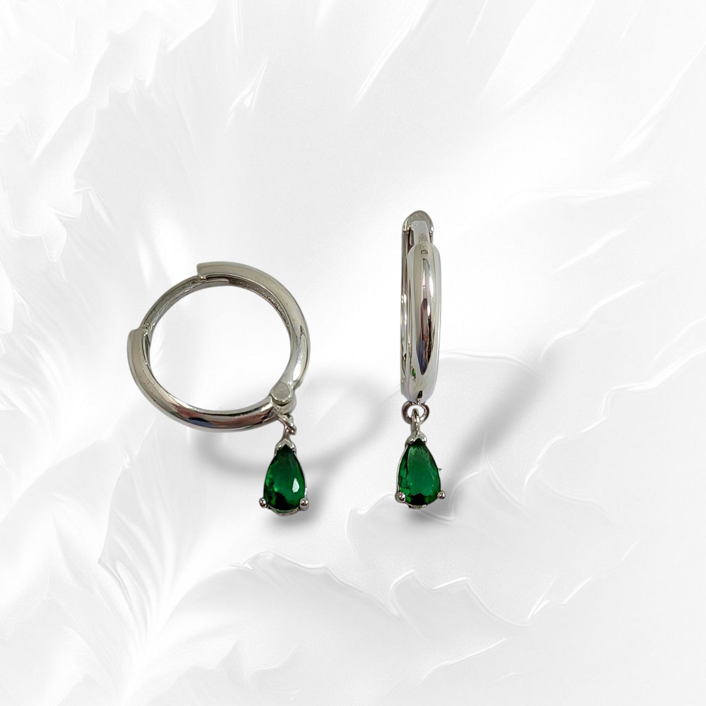 925 Sterling Silver Hoop Earrings with Cubic Zirconia Crystals