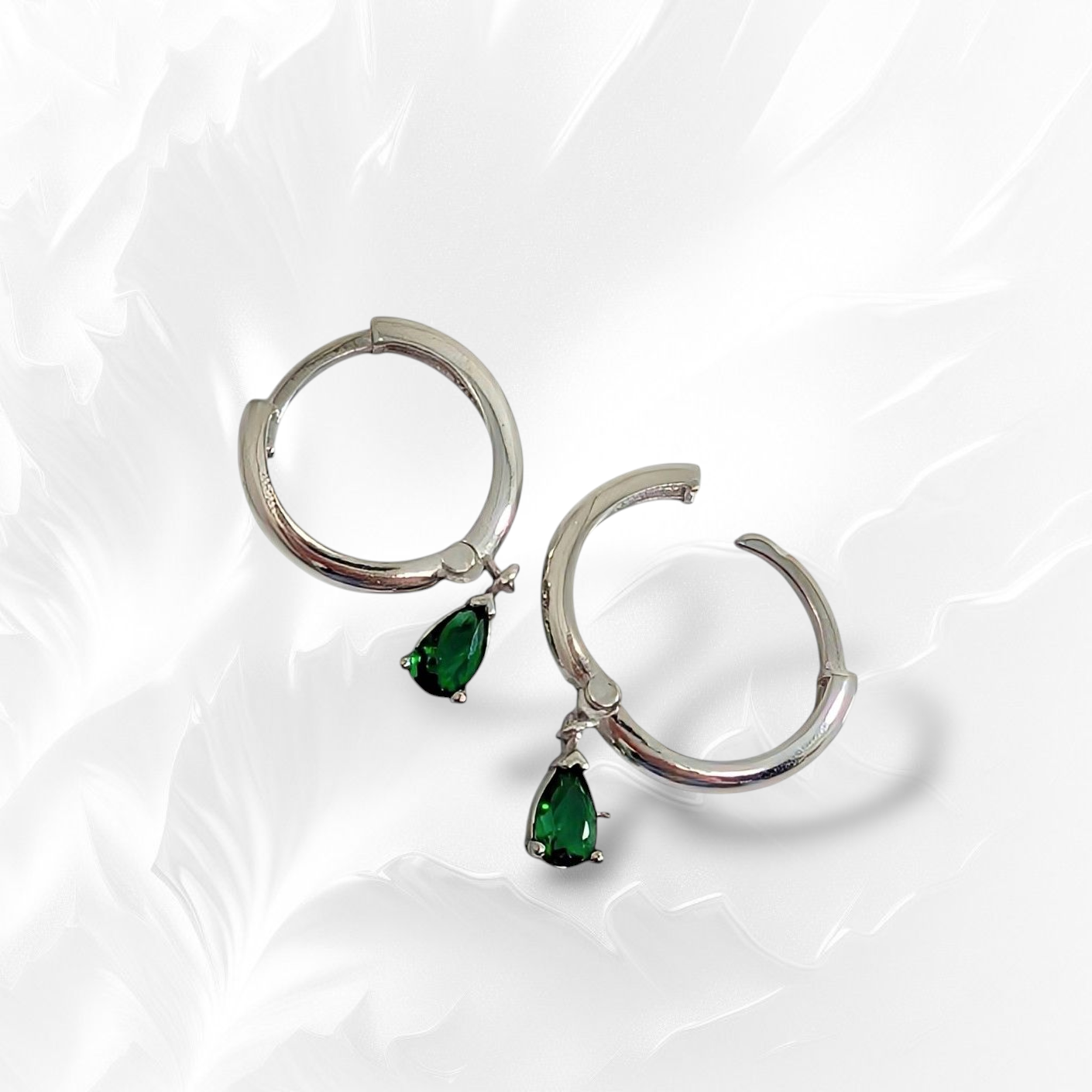 925 Sterling Silver Hoop Earrings with Cubic Zirconia Crystals