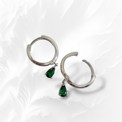 925 Sterling Silver Hoop Earrings with Cubic Zirconia Crystals