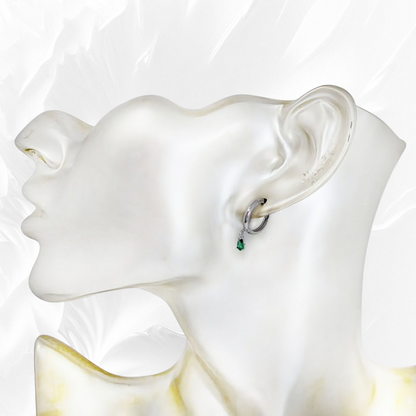 925 Sterling Silver Hoop Earrings with Cubic Zirconia Crystals