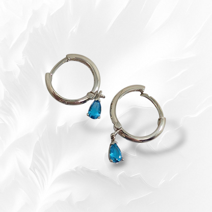 925 Sterling Silver Hoop Earrings with Cubic Zirconia Crystals