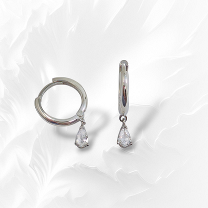 925 Sterling Silver Hoop Earrings with Cubic Zirconia Crystals