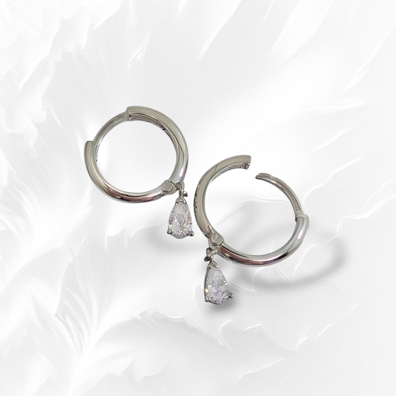 925 Sterling Silver Hoop Earrings with Cubic Zirconia Crystals