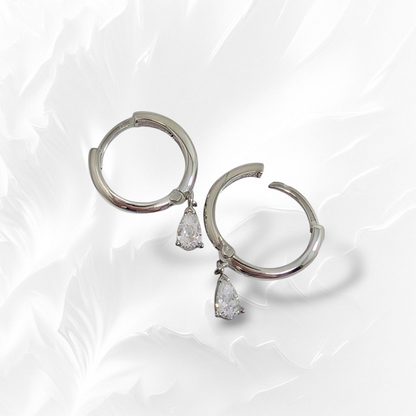 925 Sterling Silver Hoop Earrings with Cubic Zirconia Crystals