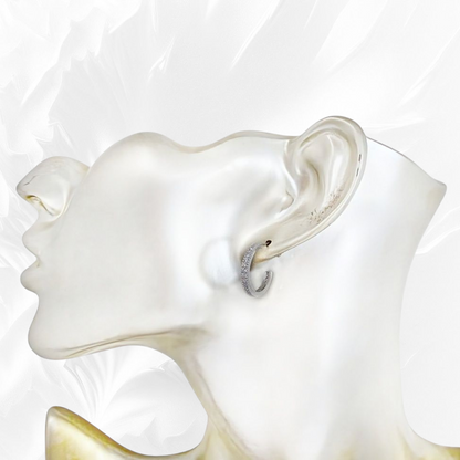 925 Sterling Silver Stud Hoop Earrings with Cubic Zirconia Crystals