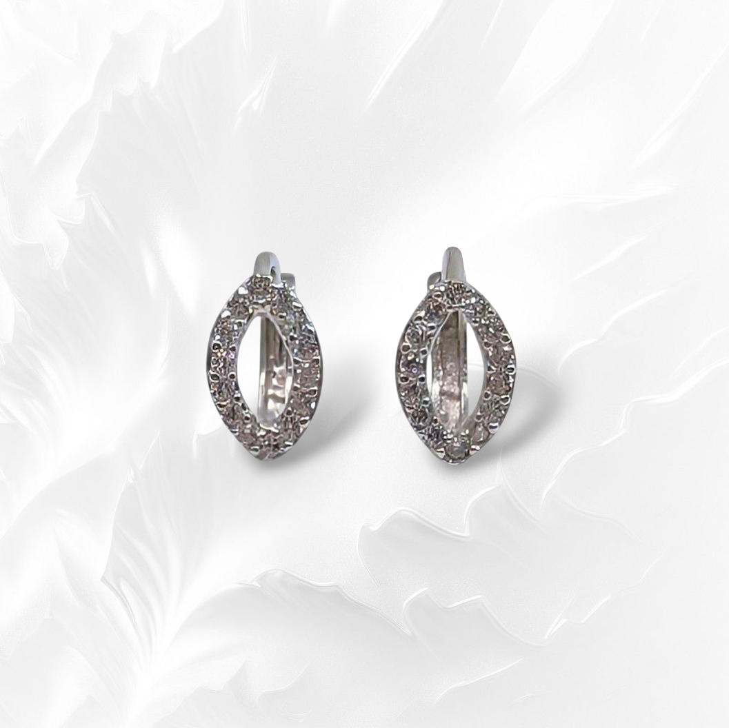 925 Sterling Silver Hoop Earrings with Cubic Zirconia Crystals