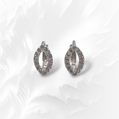 925 Sterling Silver Hoop Earrings with Cubic Zirconia Crystals