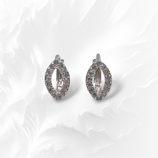 925 Sterling Silver Hoop Earrings with Cubic Zirconia Crystals