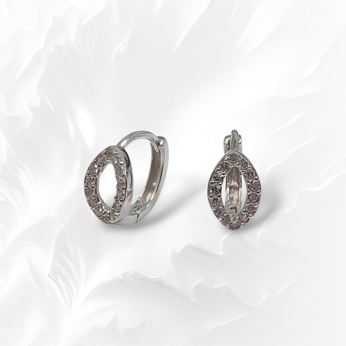 925 Sterling Silver Hoop Earrings with Cubic Zirconia Crystals