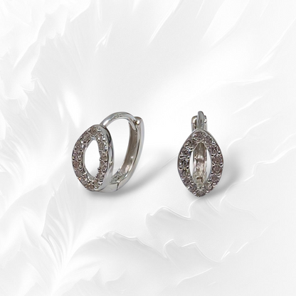 925 Sterling Silver Hoop Earrings with Cubic Zirconia Crystals