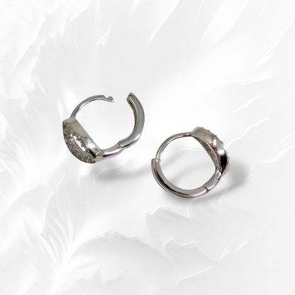 925 Sterling Silver Hoop Earrings with Cubic Zirconia Crystals
