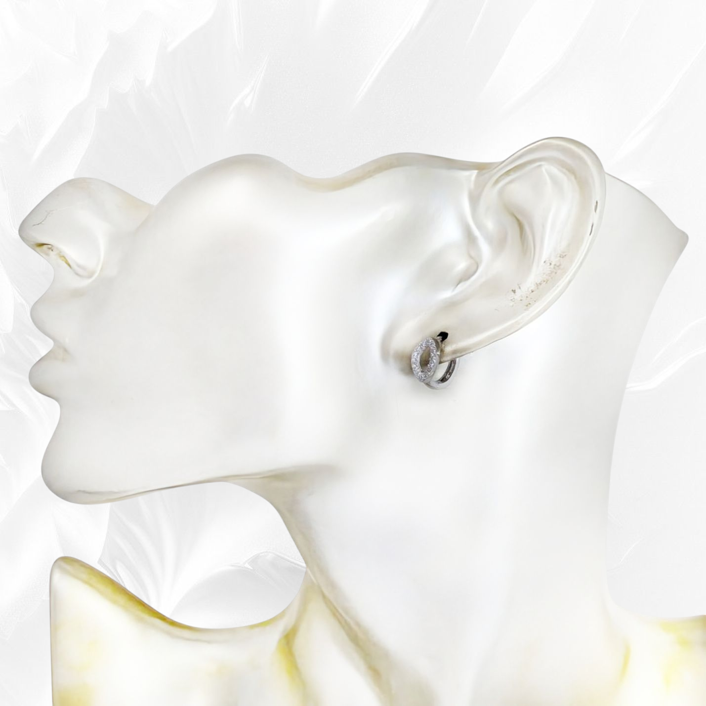 925 Sterling Silver Hoop Earrings with Cubic Zirconia Crystals