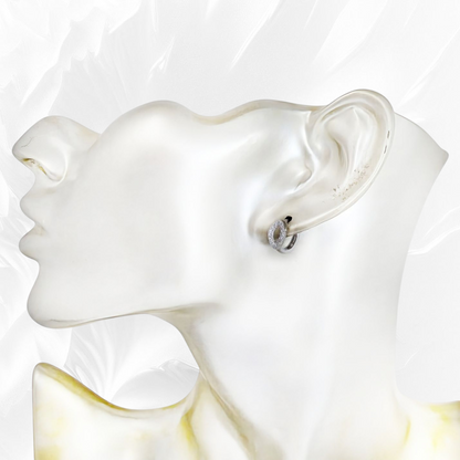 925 Sterling Silver Hoop Earrings with Cubic Zirconia Crystals