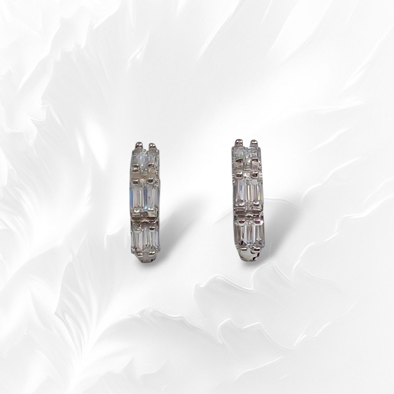 925 Sterling Silver Hoop Earrings with Cubic Zirconia Crystals