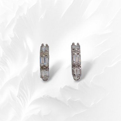 925 Sterling Silver Hoop Earrings with Cubic Zirconia Crystals