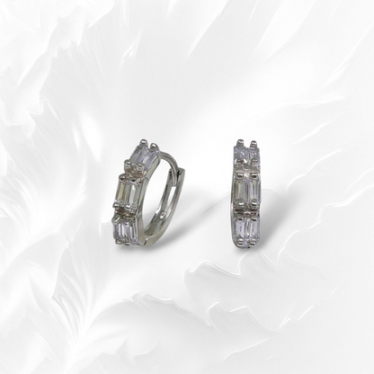 925 Sterling Silver Hoop Earrings with Cubic Zirconia Crystals