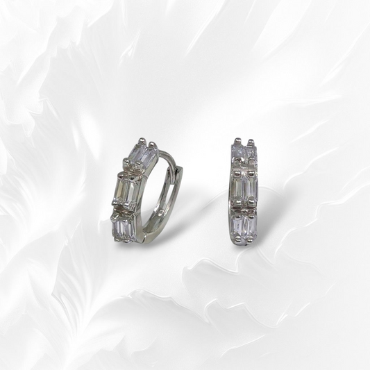 925 Sterling Silver Hoop Earrings with Cubic Zirconia Crystals