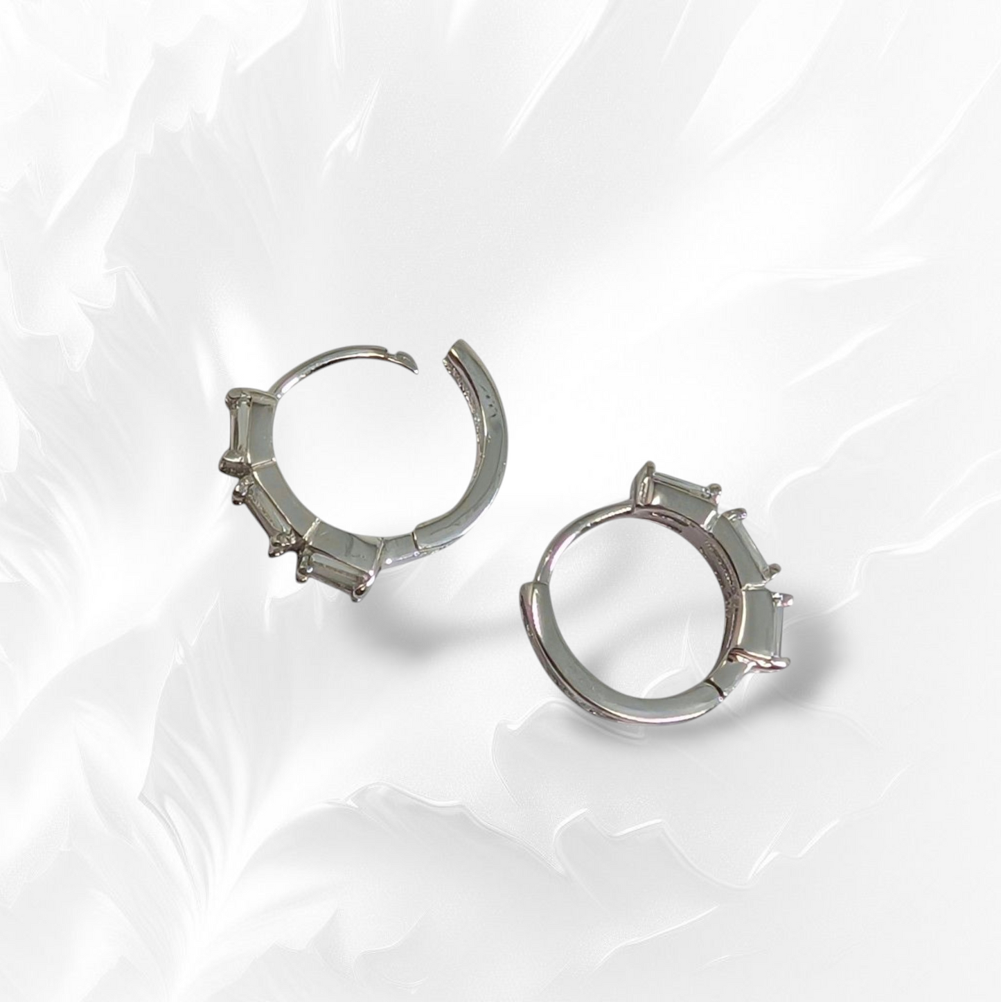 925 Sterling Silver Hoop Earrings with Cubic Zirconia Crystals