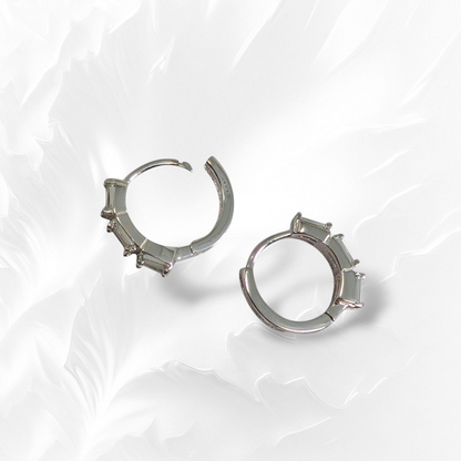 925 Sterling Silver Hoop Earrings with Cubic Zirconia Crystals