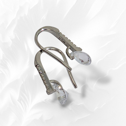 925 Sterling Silver Teardrop Dangle Earrings with Cubic Zirconia Crystals