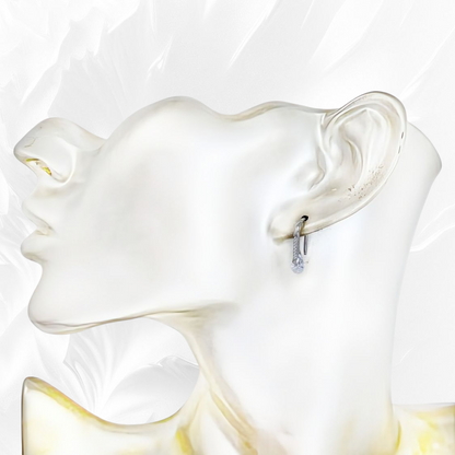 925 Sterling Silver Teardrop Dangle Earrings with Cubic Zirconia Crystals