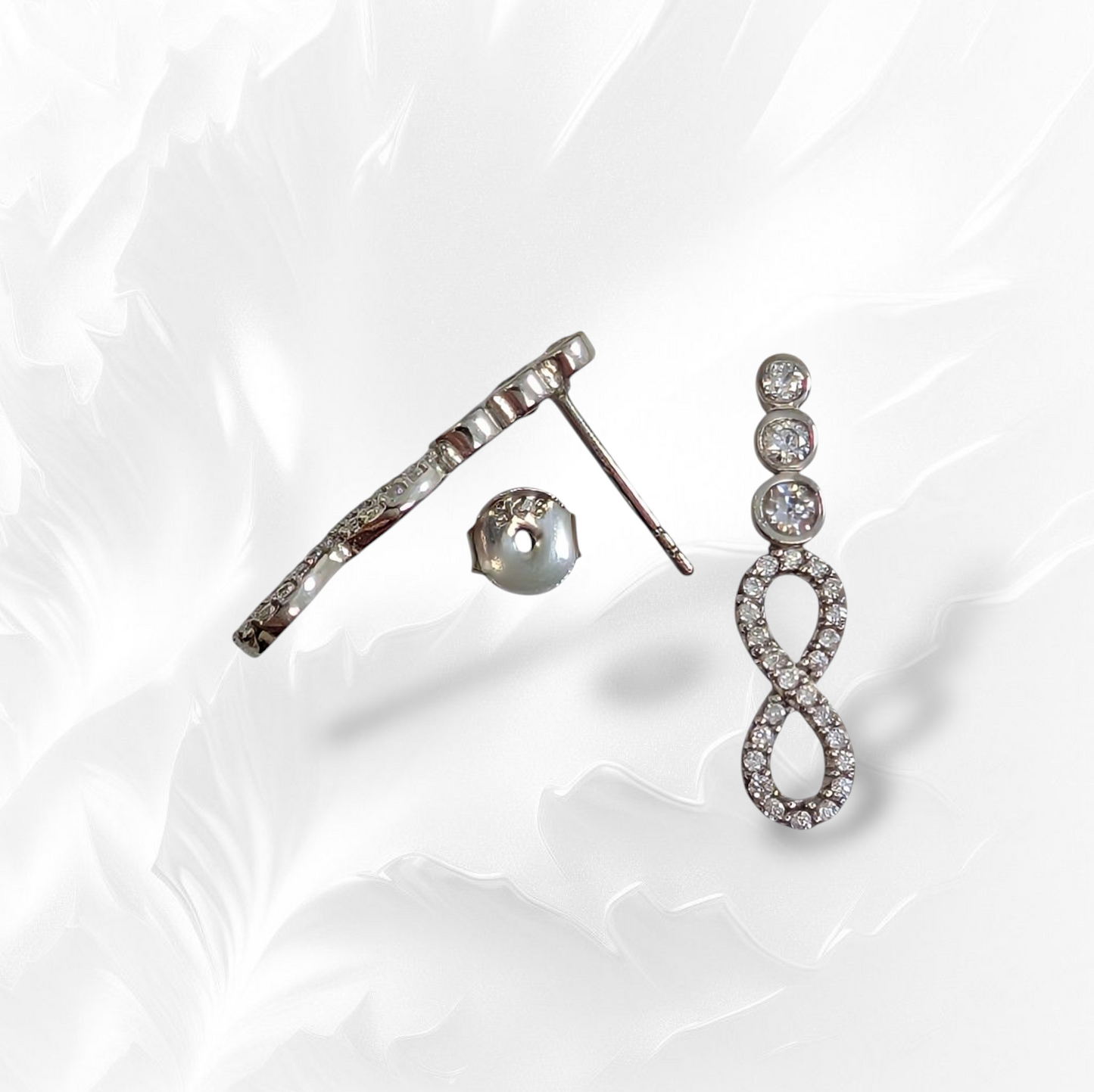 925 Sterling Silver Infinity Stud Earrings with Cubic Zirconia Crystals