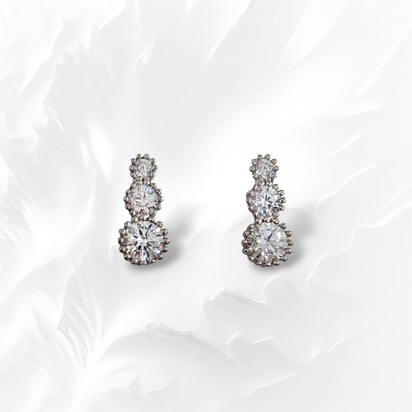 925 Sterling Silver Trickle Stud Earrings with Cubic Zirconia Crystals