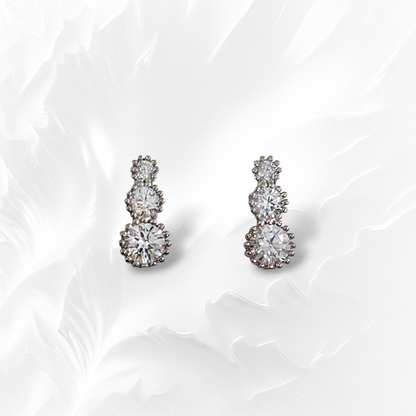 925 Sterling Silver Trickle Stud Earrings with Cubic Zirconia Crystals