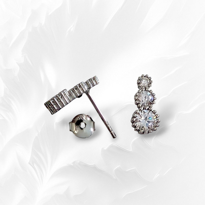 925 Sterling Silver Trickle Stud Earrings with Cubic Zirconia Crystals